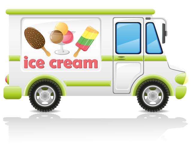 Auto mit Eiscreme-Vektor-Illustration vektor