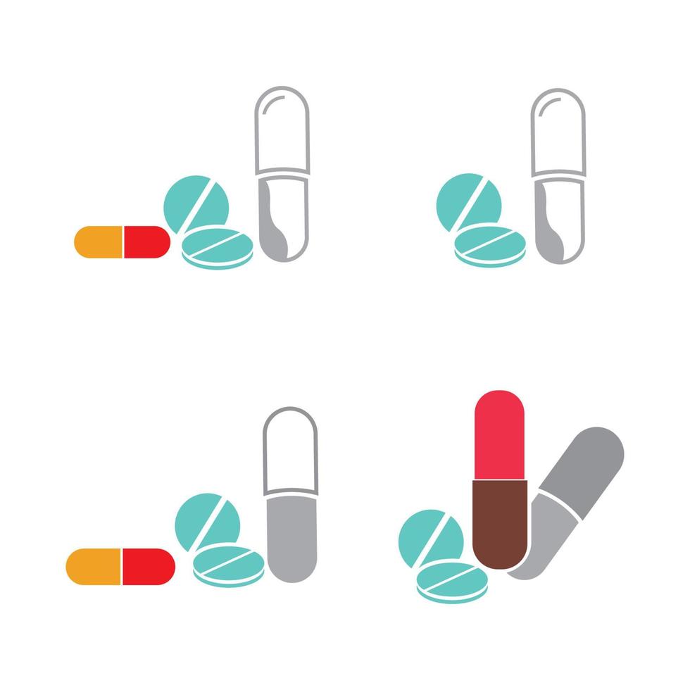 medicinska piller ikon vektor logotyp illustration formgivningsmall
