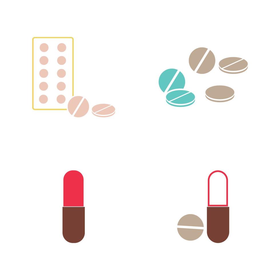 medicinska piller ikon vektor logotyp illustration formgivningsmall