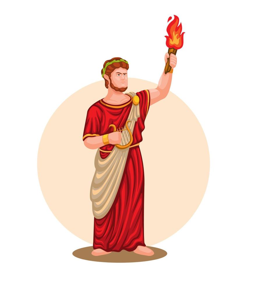 nero den femte kejsaren av Rom. mytologi figur med tourch och harpa karaktär illustration vektor