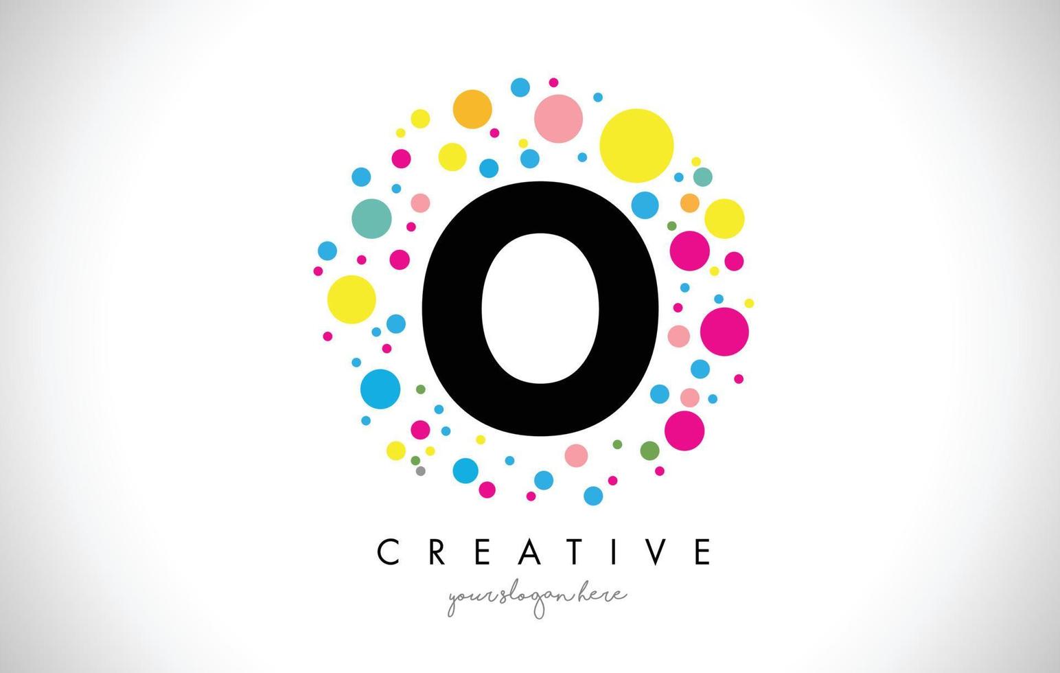 o Bubble Dots Letter Logo Design mit kreativen bunten Blasen. vektor