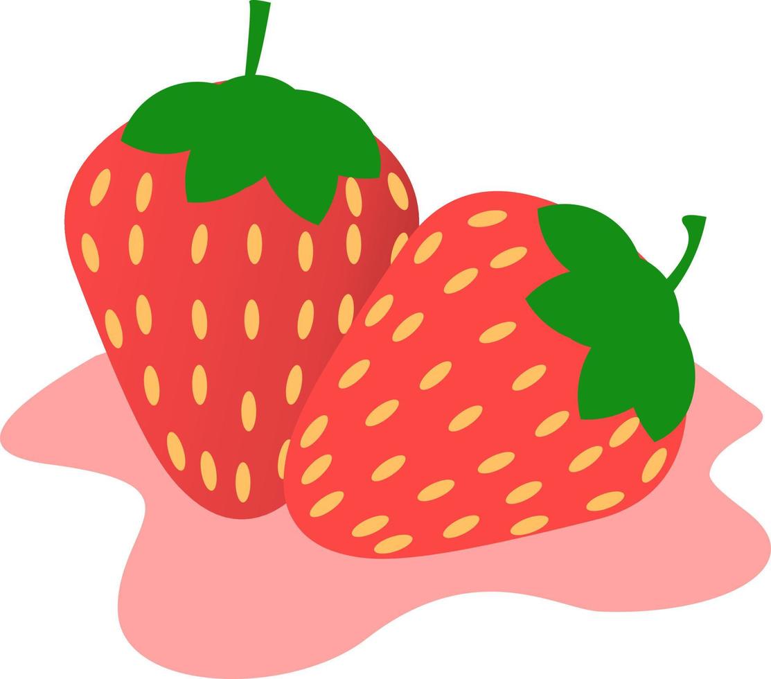 färsk jordgubbe med juice på botten vektor