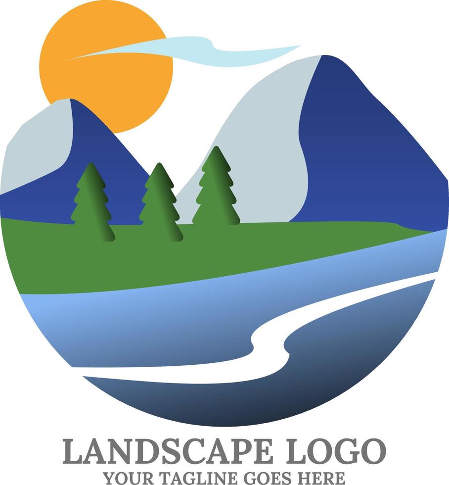 logotypföretag för landskapsäventyr vektor