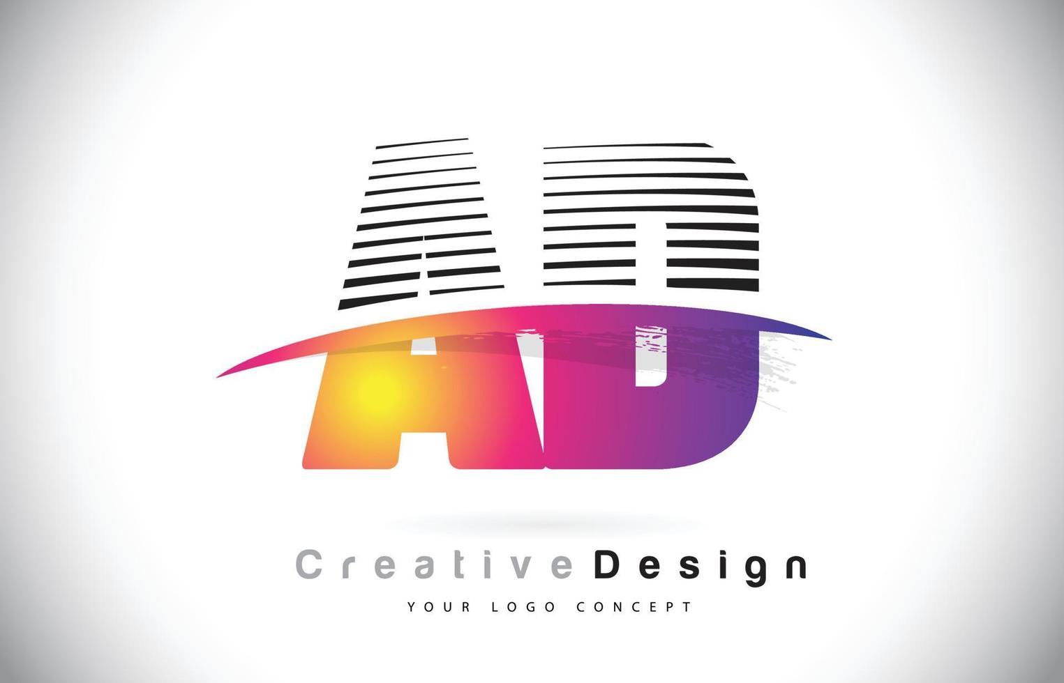 Werbebrief-Logo-Design mit kreativen Linien und Swosh in lila Pinselfarbe. vektor