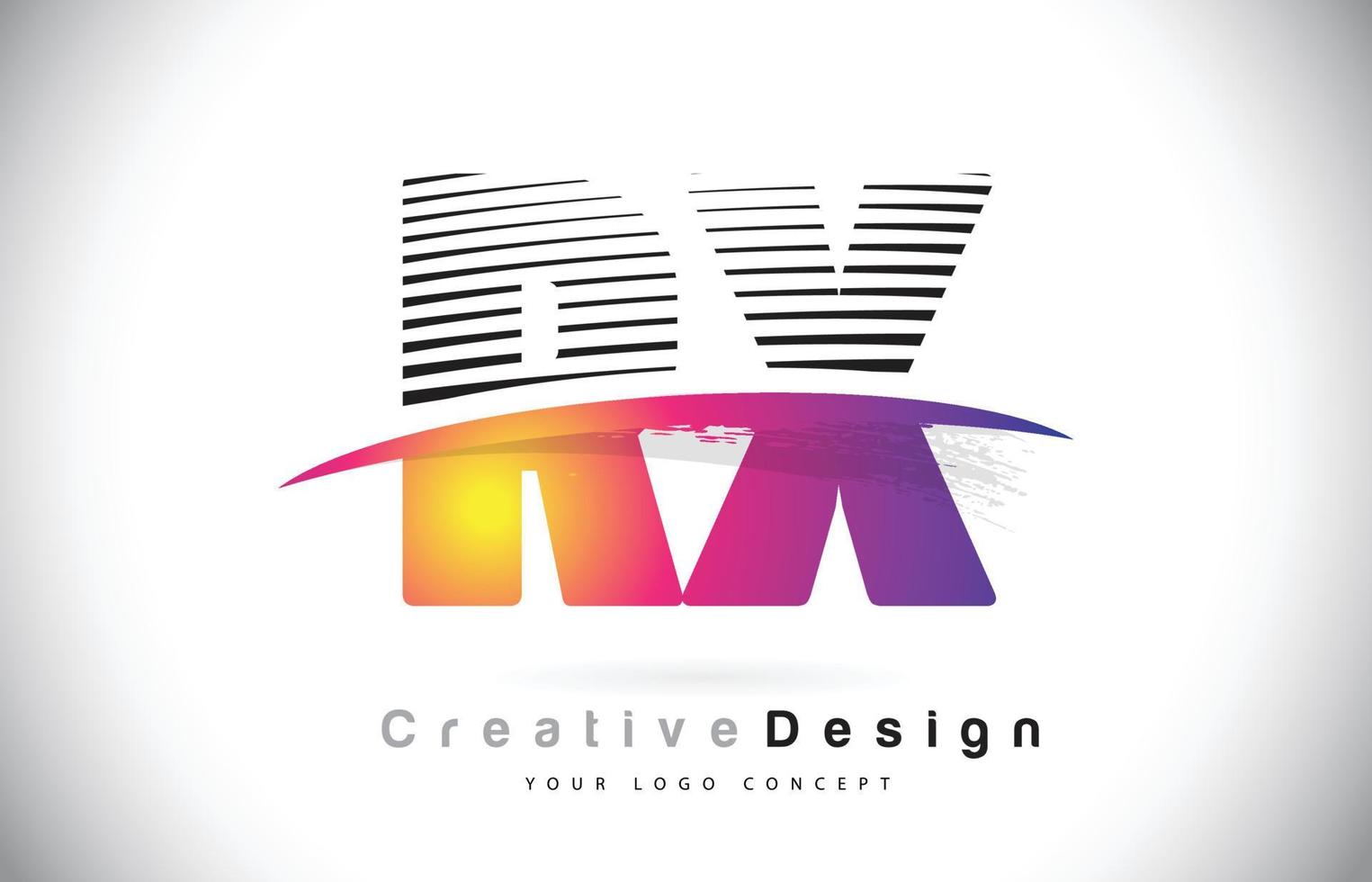 rx rx brief Logo-Design mit kreativen Linien und Swosh in lila Pinselfarbe. vektor