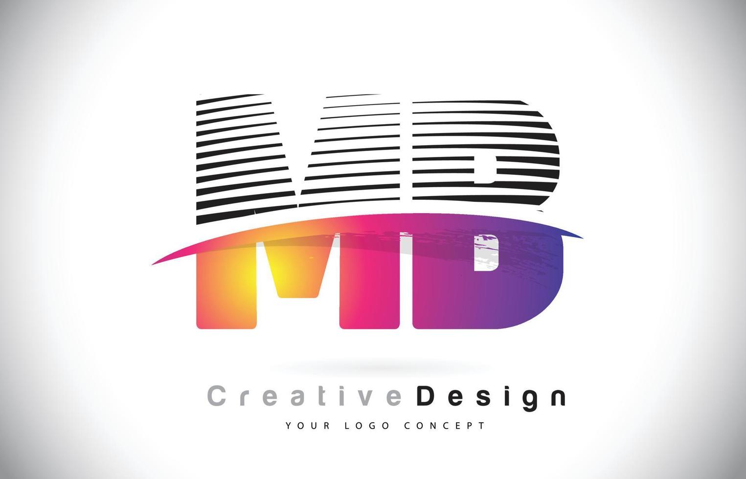 mb mb brief Logo-Design mit kreativen Linien und Swosh in lila Pinselfarbe. vektor