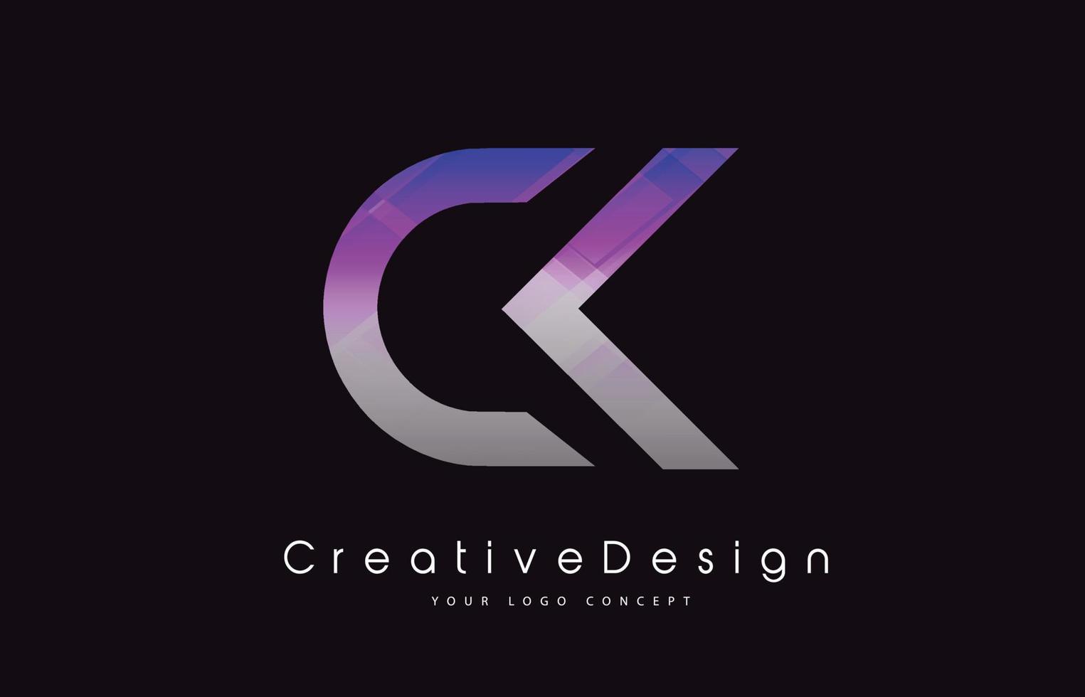 ck brev logotyp design. lila textur kreativ ikon moderna bokstäver vektor logotyp.