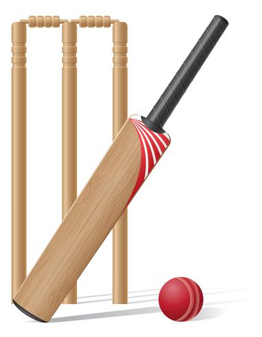 Set Ausrüstung für Cricket-Vektor-Illustration vektor