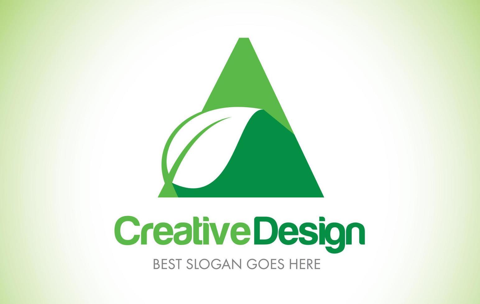 ett grönt blad brev design logotyp. eco bio leaf brev ikon illustration logotyp. vektor