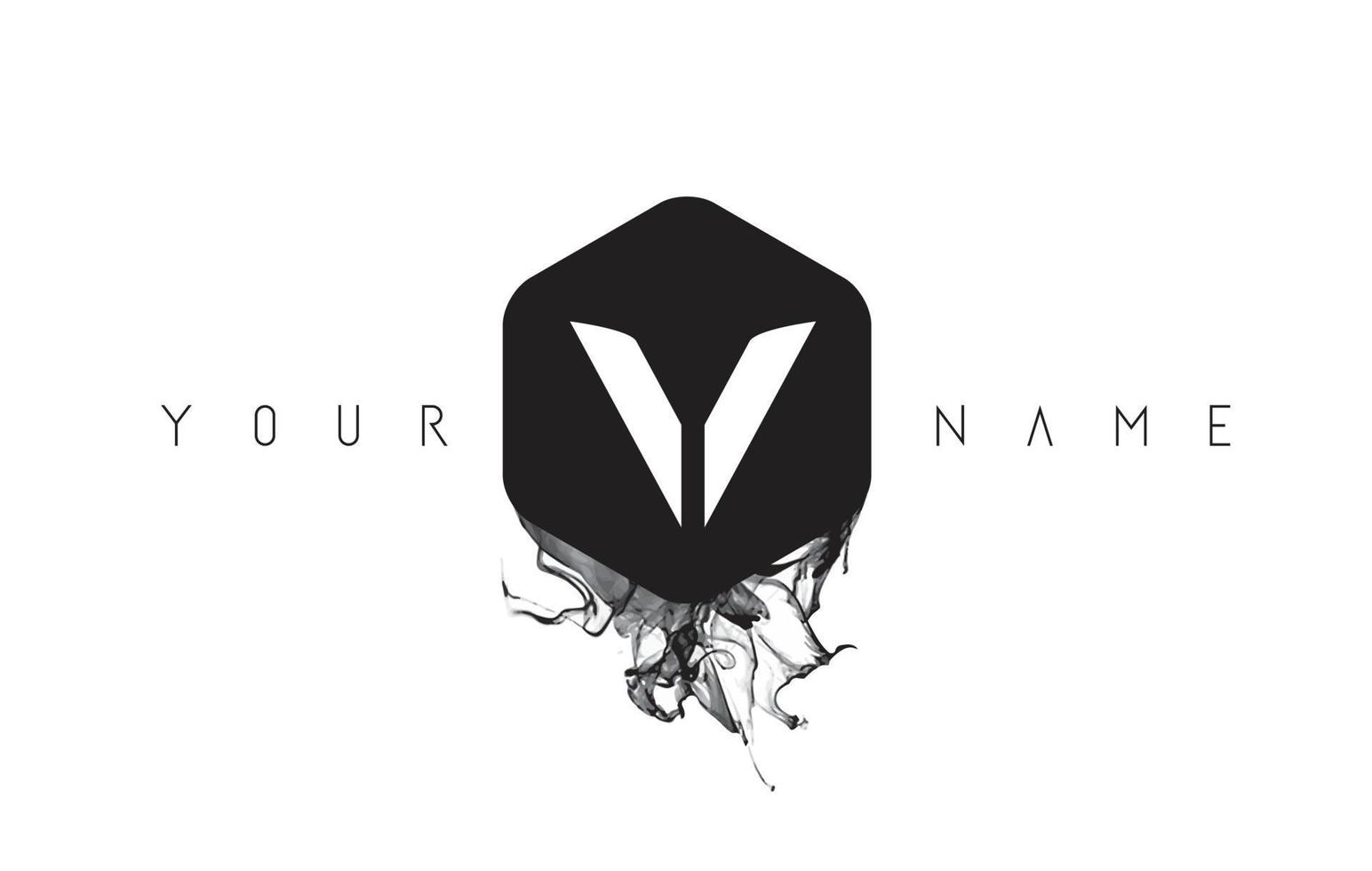 V-Brief-Logo-Design mit schwarzer Tinte vektor