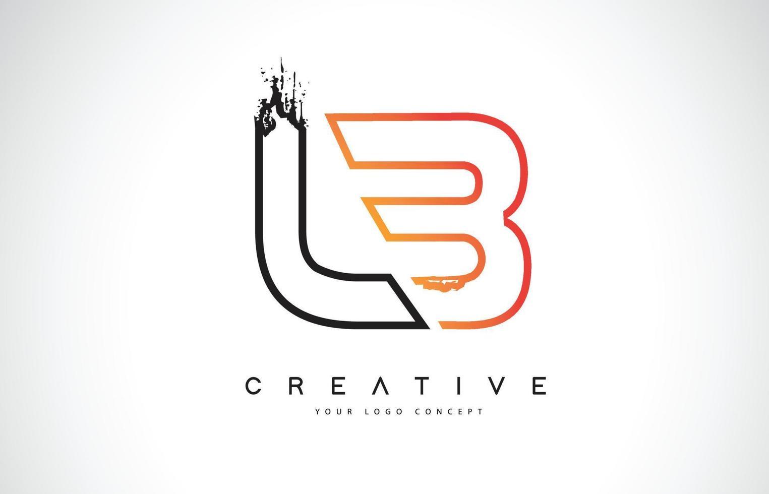 lb kreatives modernes Logo-Design mit orangen und schwarzen Farben. Monogramm-Strich-Buchstaben-Design. vektor