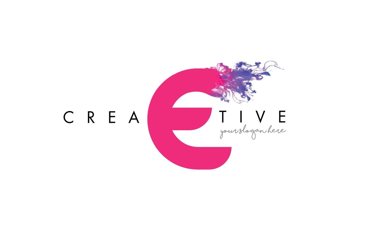 e-Brief-Logo-Design mit fließender Textur der Tintenwolke. vektor