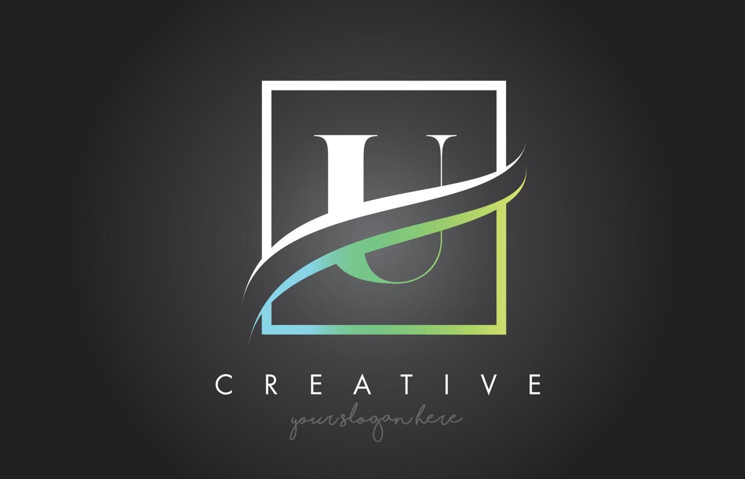 u-Brief-Logo-Design mit quadratischem Swoosh-Rahmen und kreativem Icon-Design. vektor