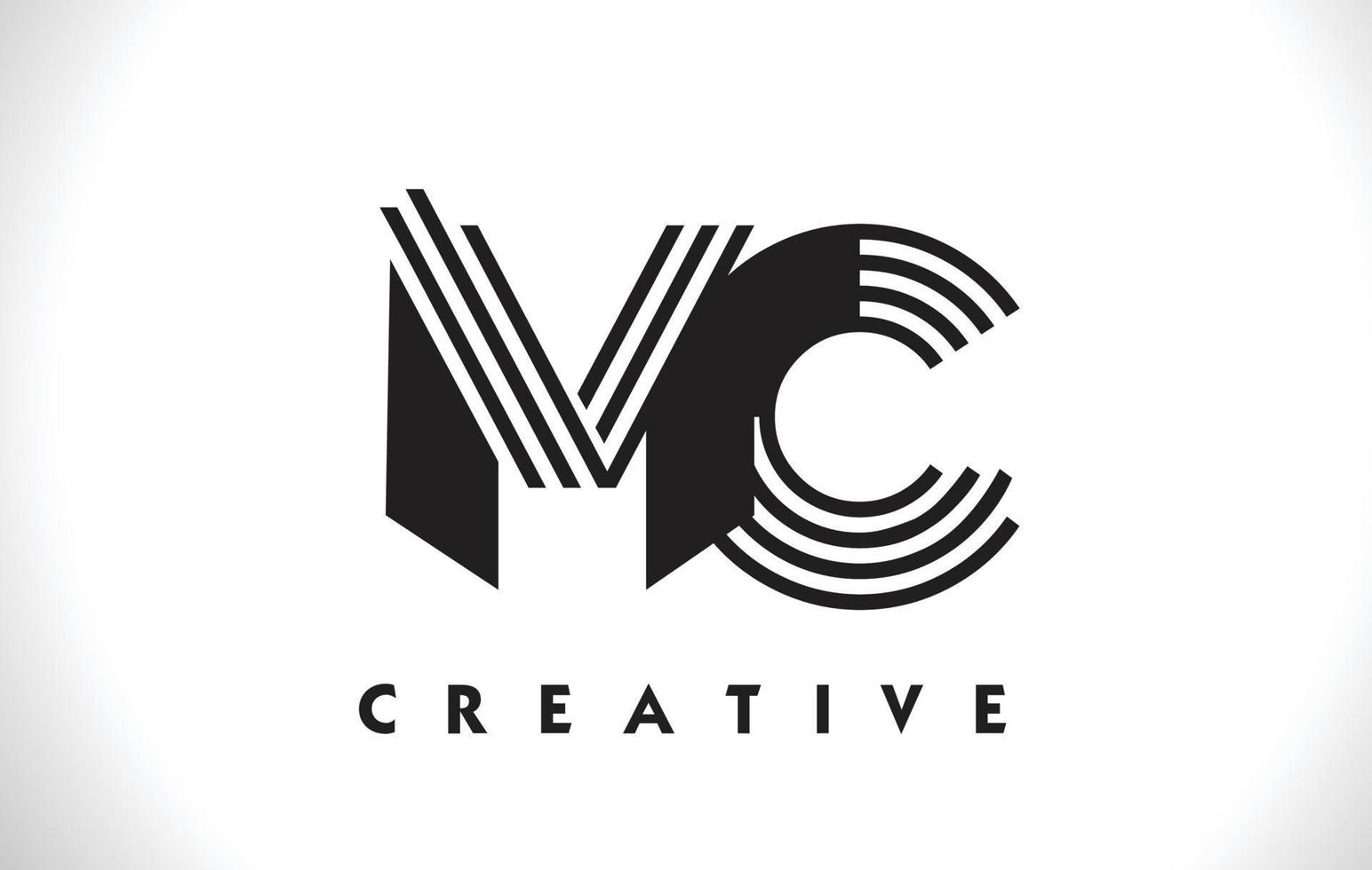 mc-Logo-Brief mit schwarzen Linien-Design. Linie Buchstabe Vektor-Illustration vektor