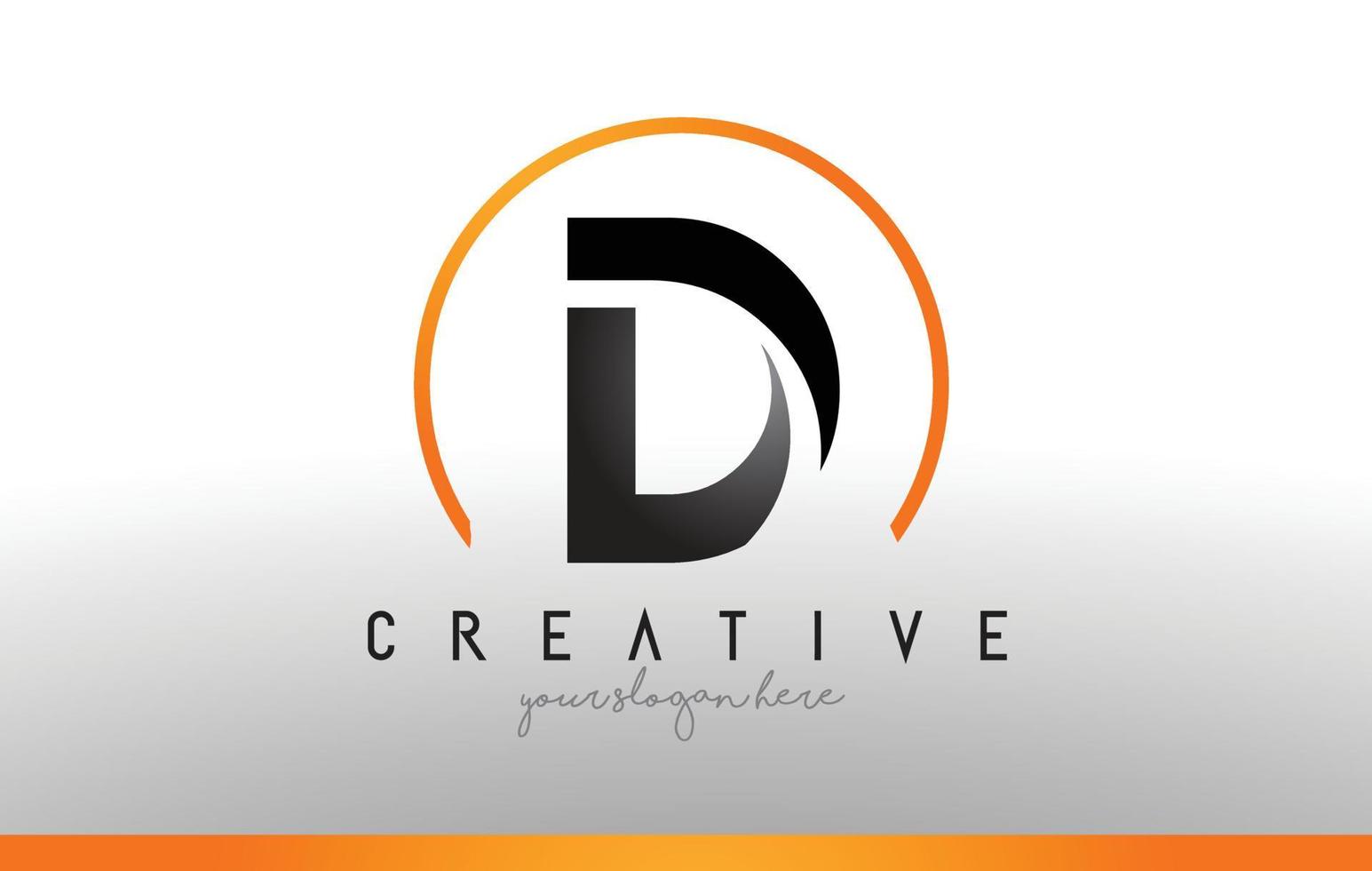 d-Brief-Logo-Design mit schwarz-orangefarbener Farbe. coole moderne Symbolvorlage. vektor