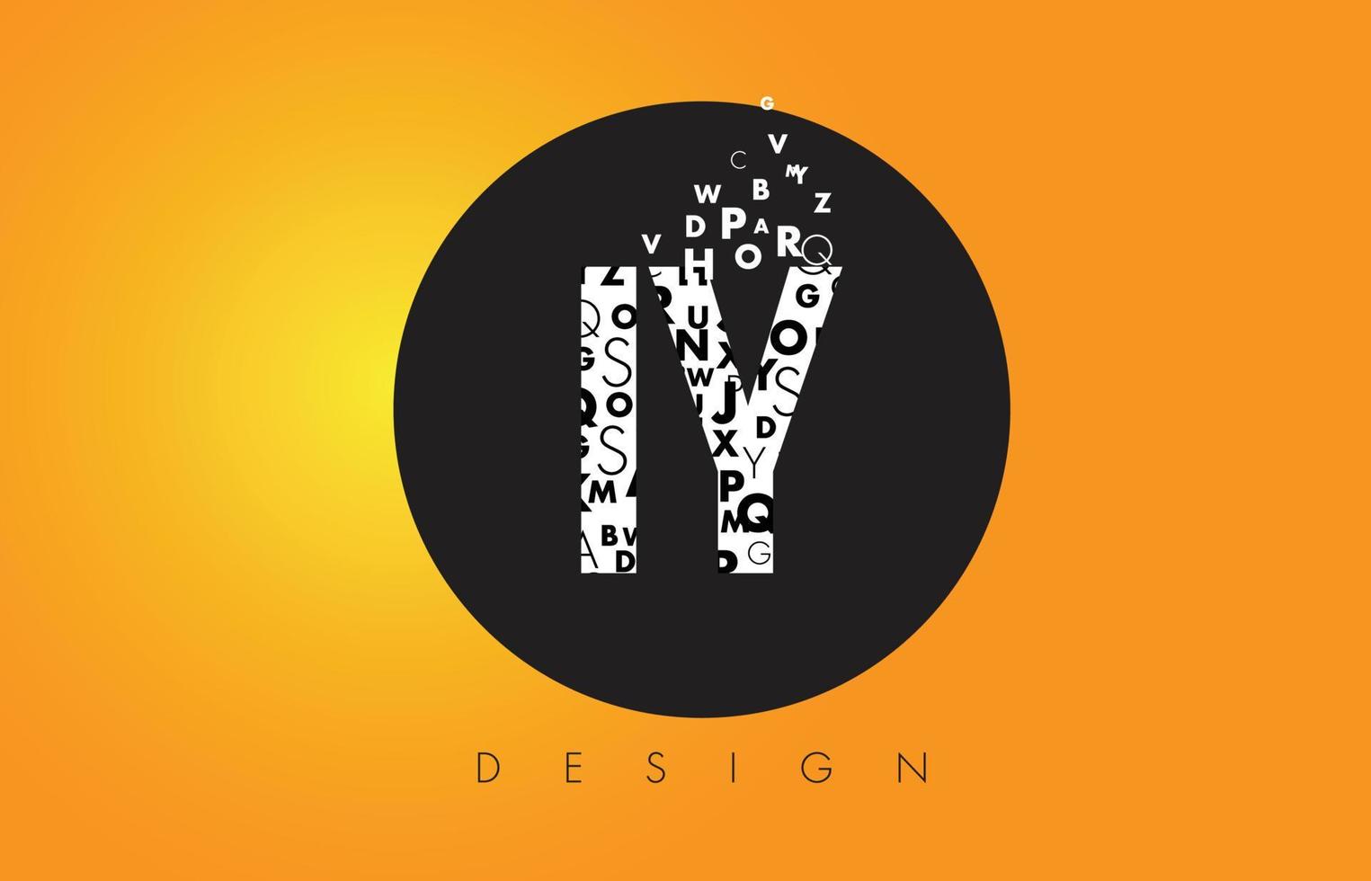iy iy logotyp gjord av små bokstäver med svart cirkel och gul bakgrund. vektor