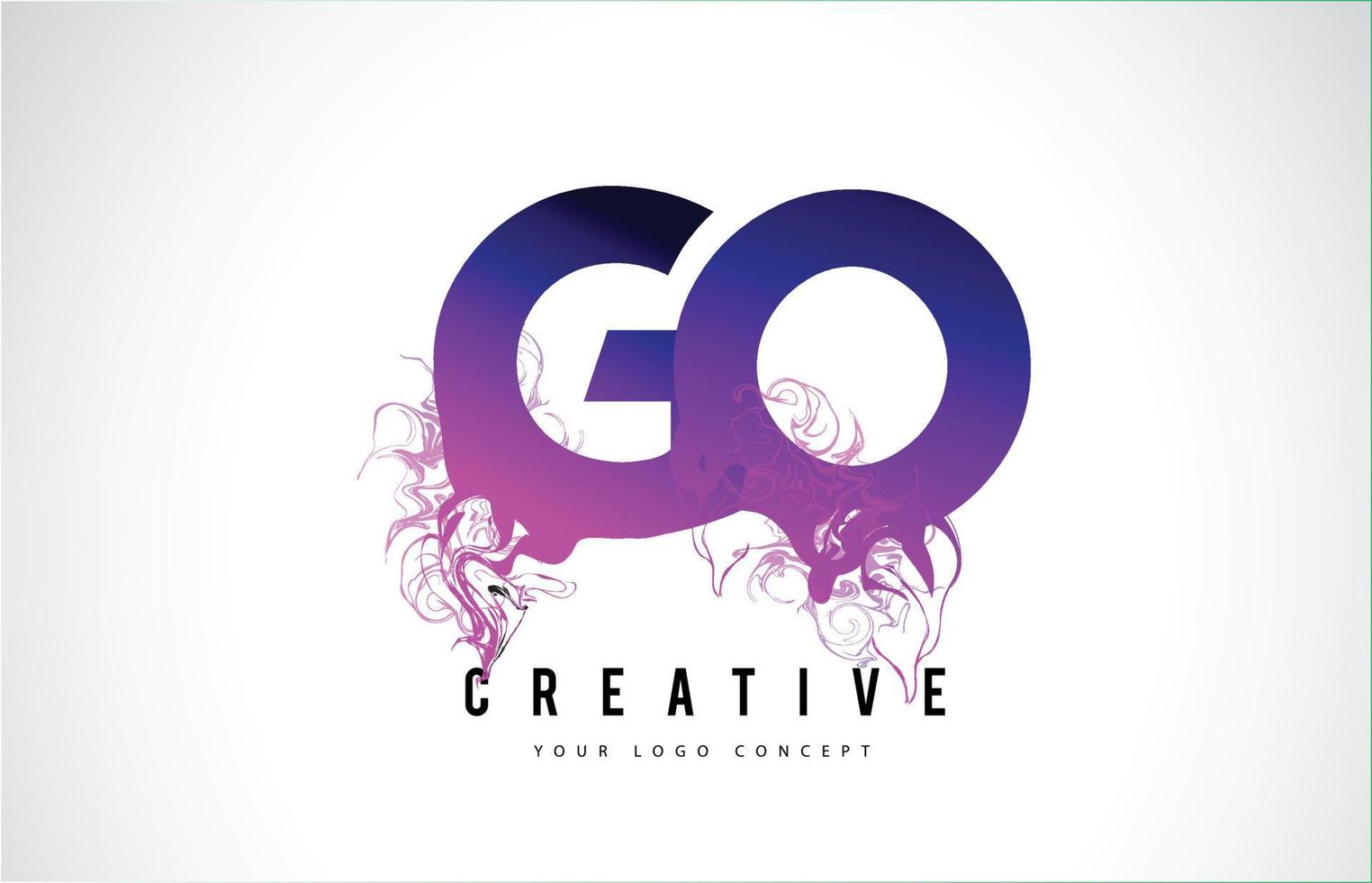 go go lila Buchstaben-Logo-Design mit fließendem Flüssigeffekt vektor
