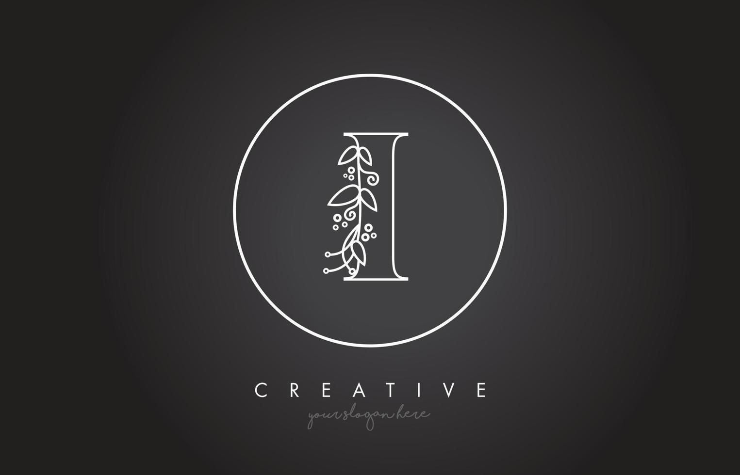 Ich buchstabiere Logo mit Bio-Monogramm-Pflanzenblattdetail und Kreisdesign vektor