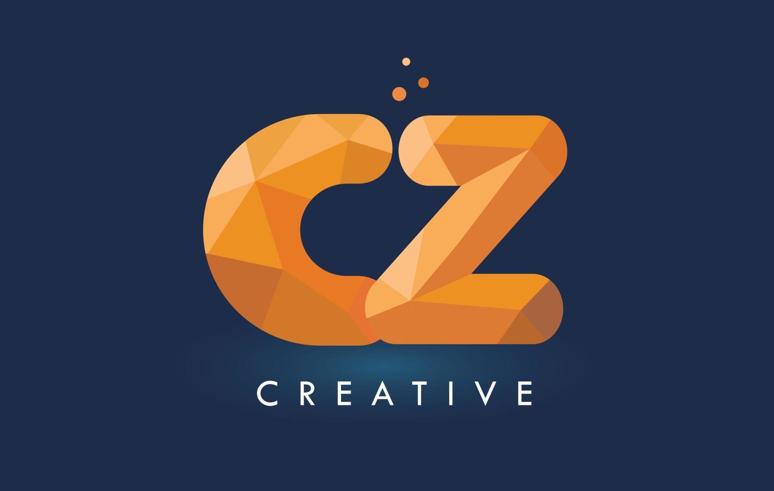 cz-Brief mit Origami-Dreieck-Logo. kreatives gelb-oranges Origami-Design. vektor