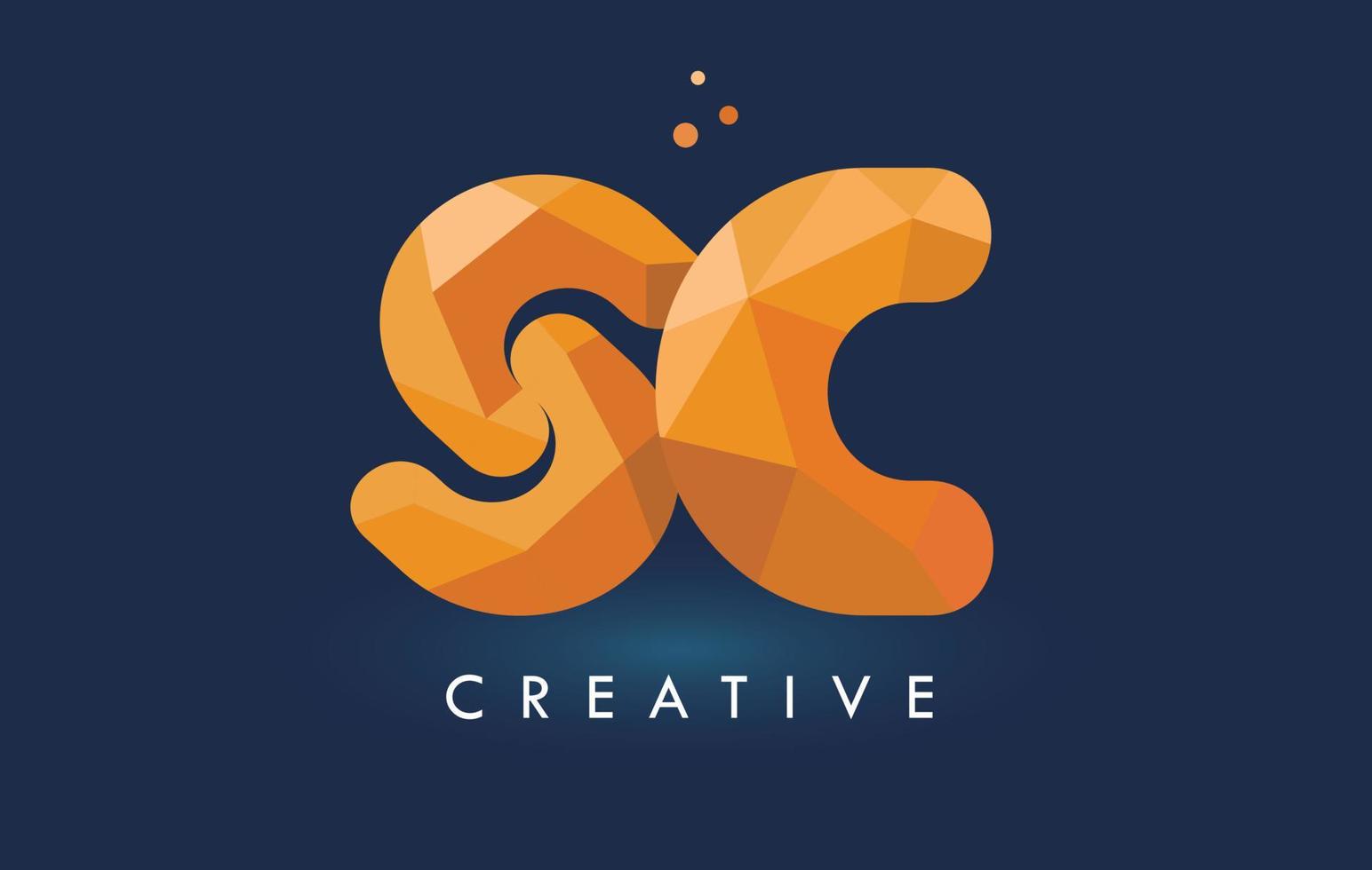 sc-Brief mit Origami-Dreieck-Logo. kreatives gelb-oranges Origami-Design. vektor
