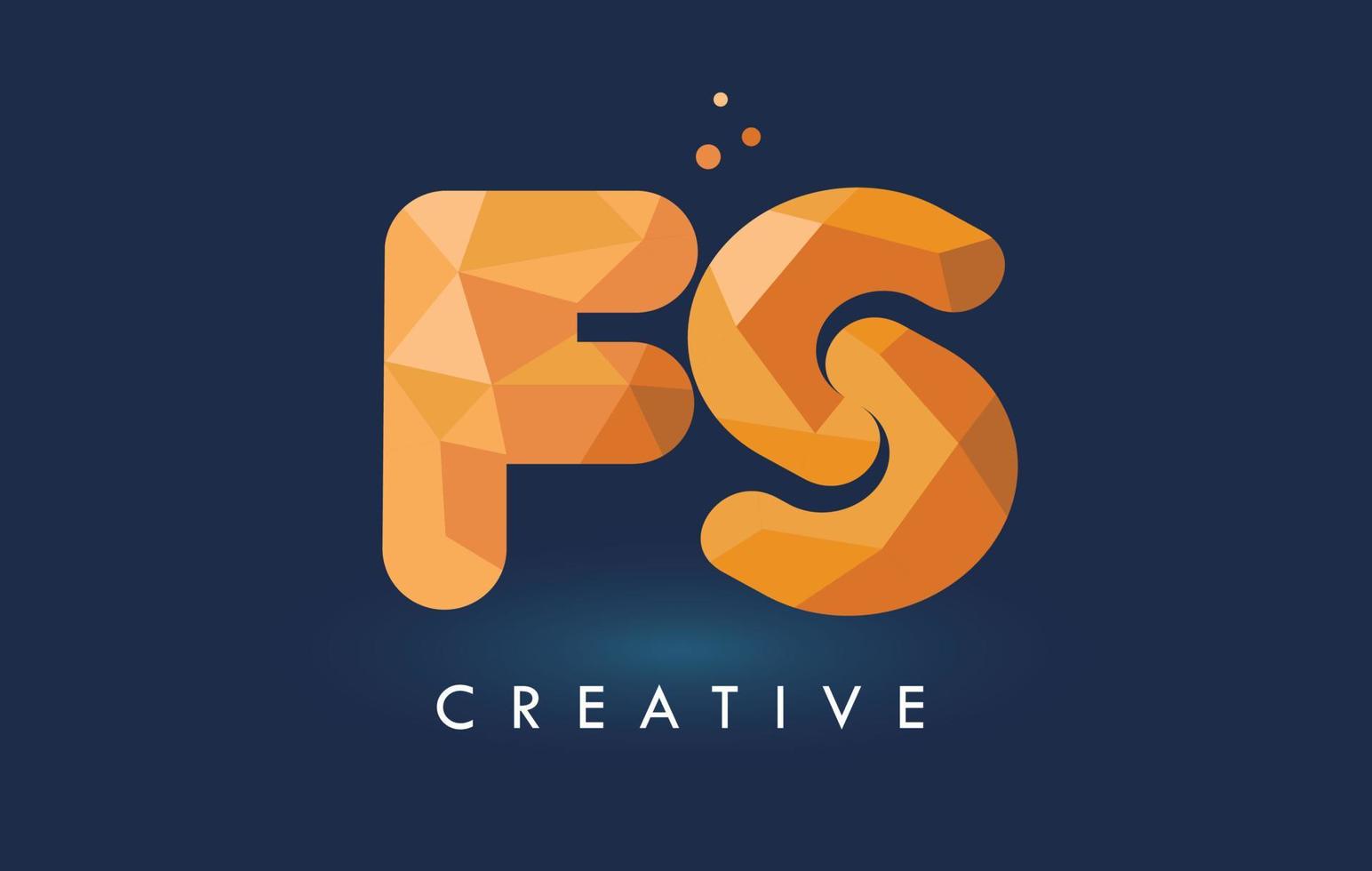 fs-Brief mit Origami-Dreieck-Logo. kreatives gelb-oranges Origami-Design. vektor