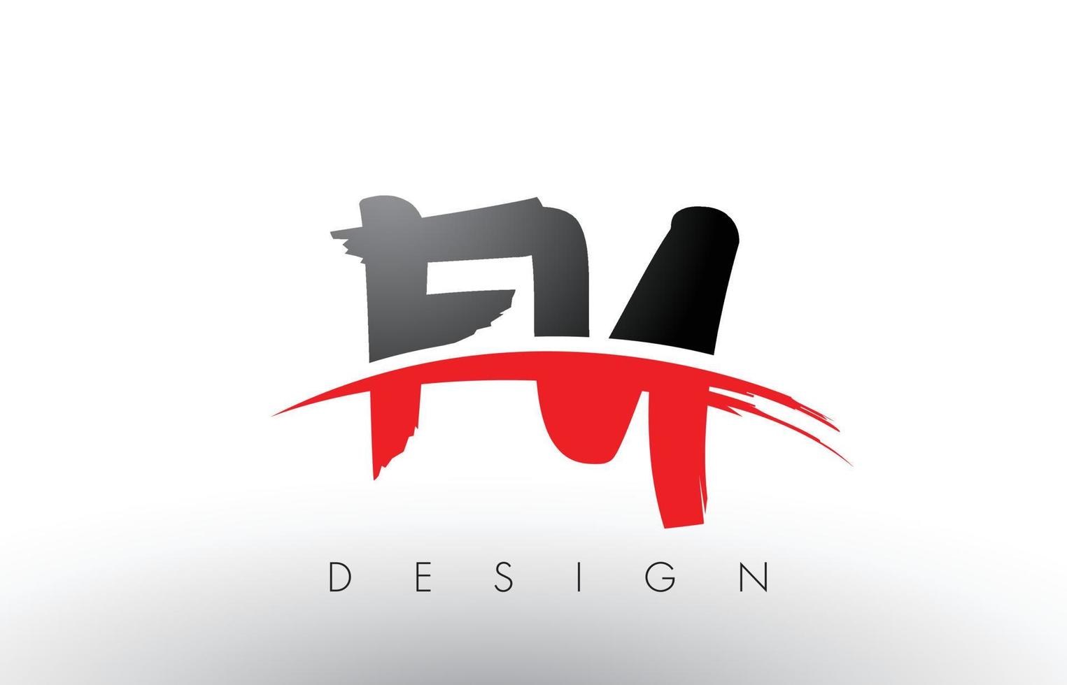 fy fy brush logobokstäver med röd och svart swoosh borste fram vektor