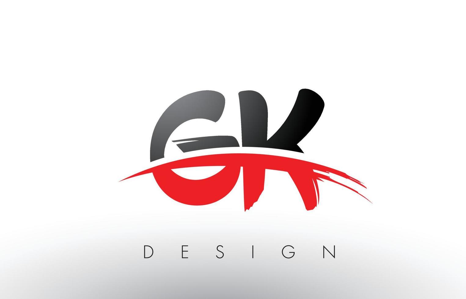 gk gk Brush Logo Buchstaben mit roter und schwarzer Swoosh Brush Front vektor