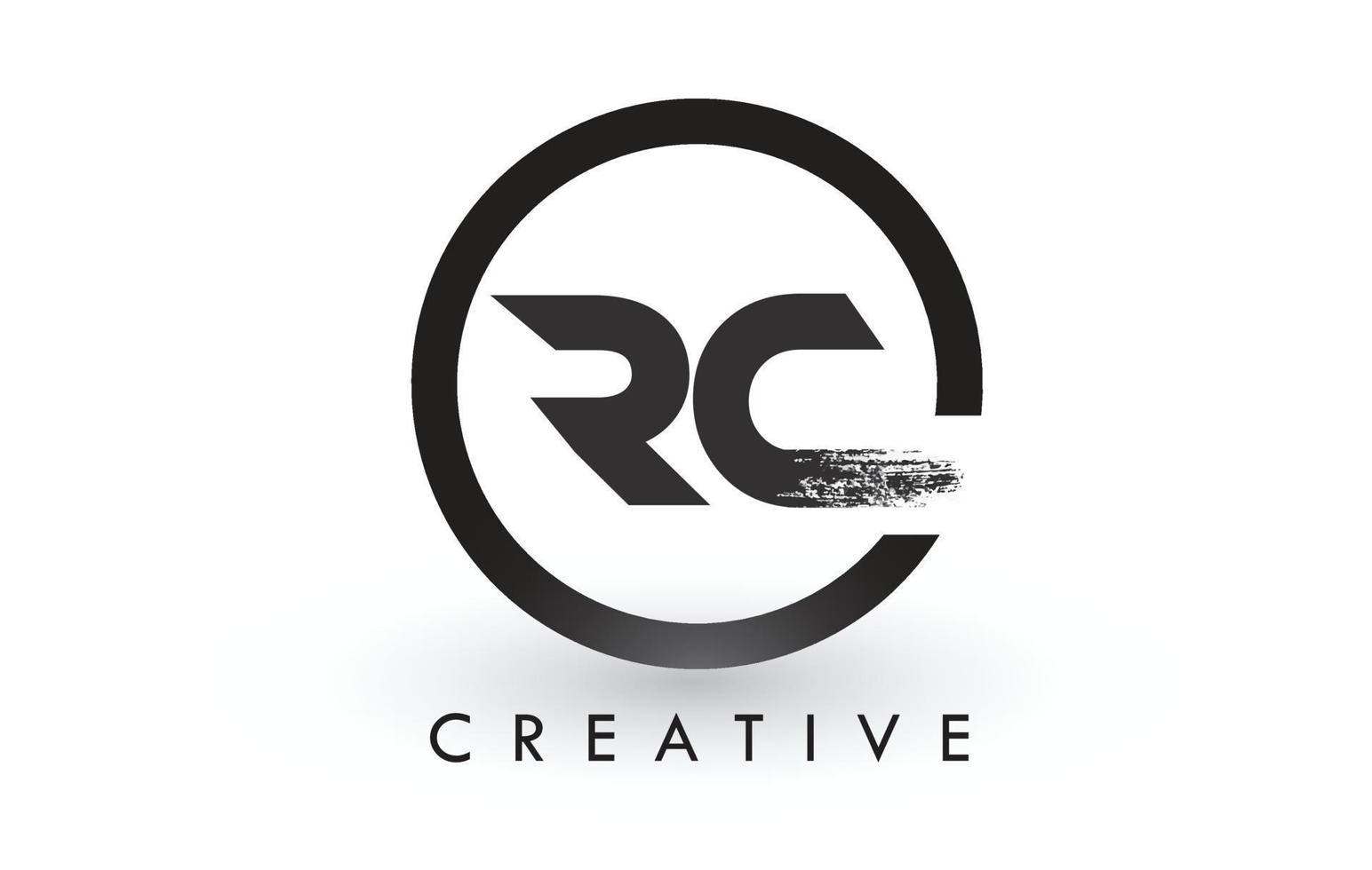 RC-Pinsel-Brief-Logo-Design. kreatives gebürstetes Buchstaben-Symbol-Logo. vektor