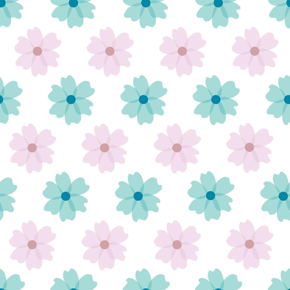 blommönster. vackra blommor på vit bakgrund. tryck med små blå och rosa blommor. dumt tryck. sömlös vektor textur. söta blommönster. elegant mall för fashionabla skrivare