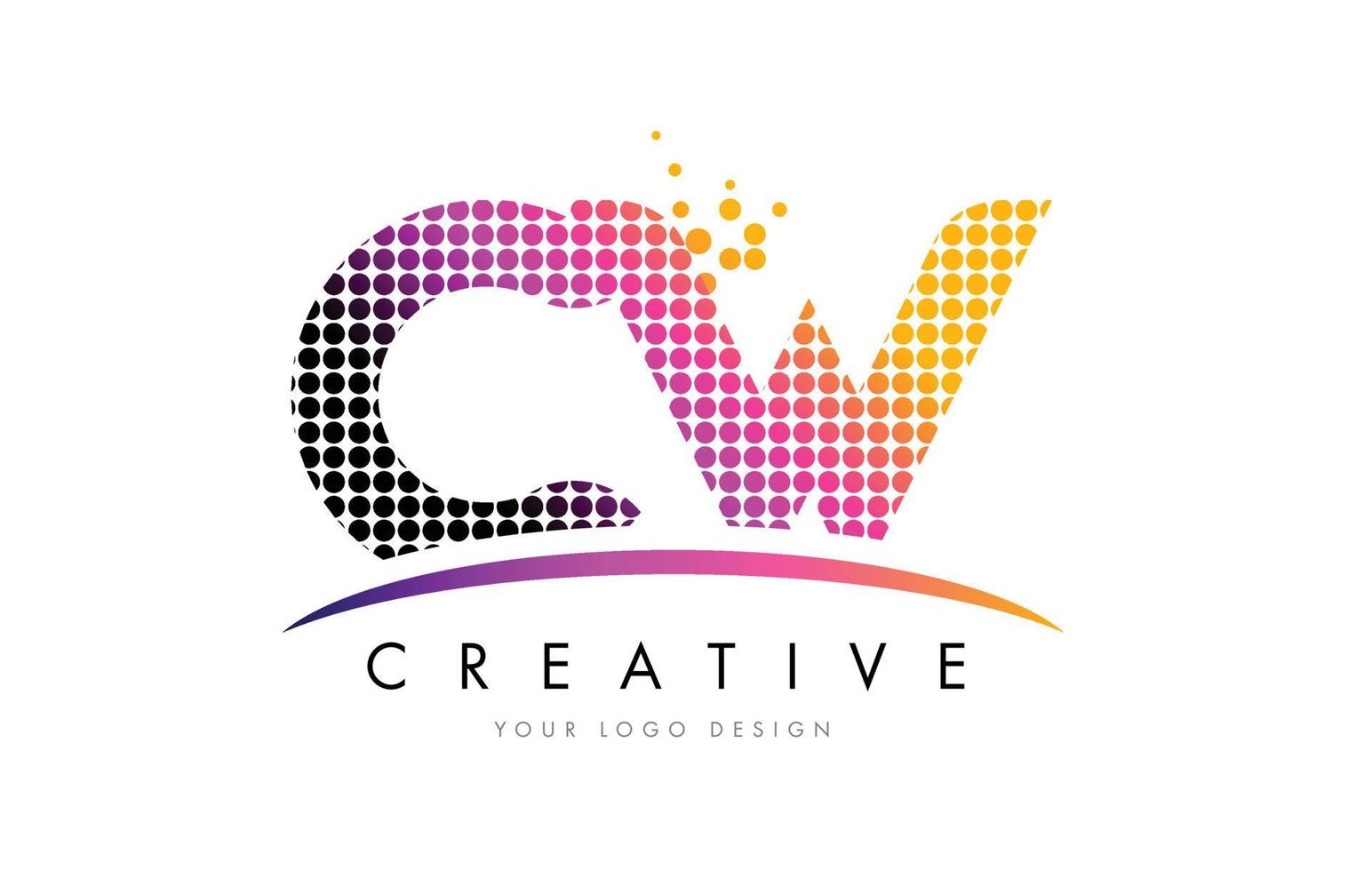 cw cw brief logo design mit magenta punkten und swoosh vektor