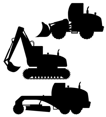 Autoausrüstung für Straßenarbeiten schwarze Silhouette Vektor-Illustration vektor