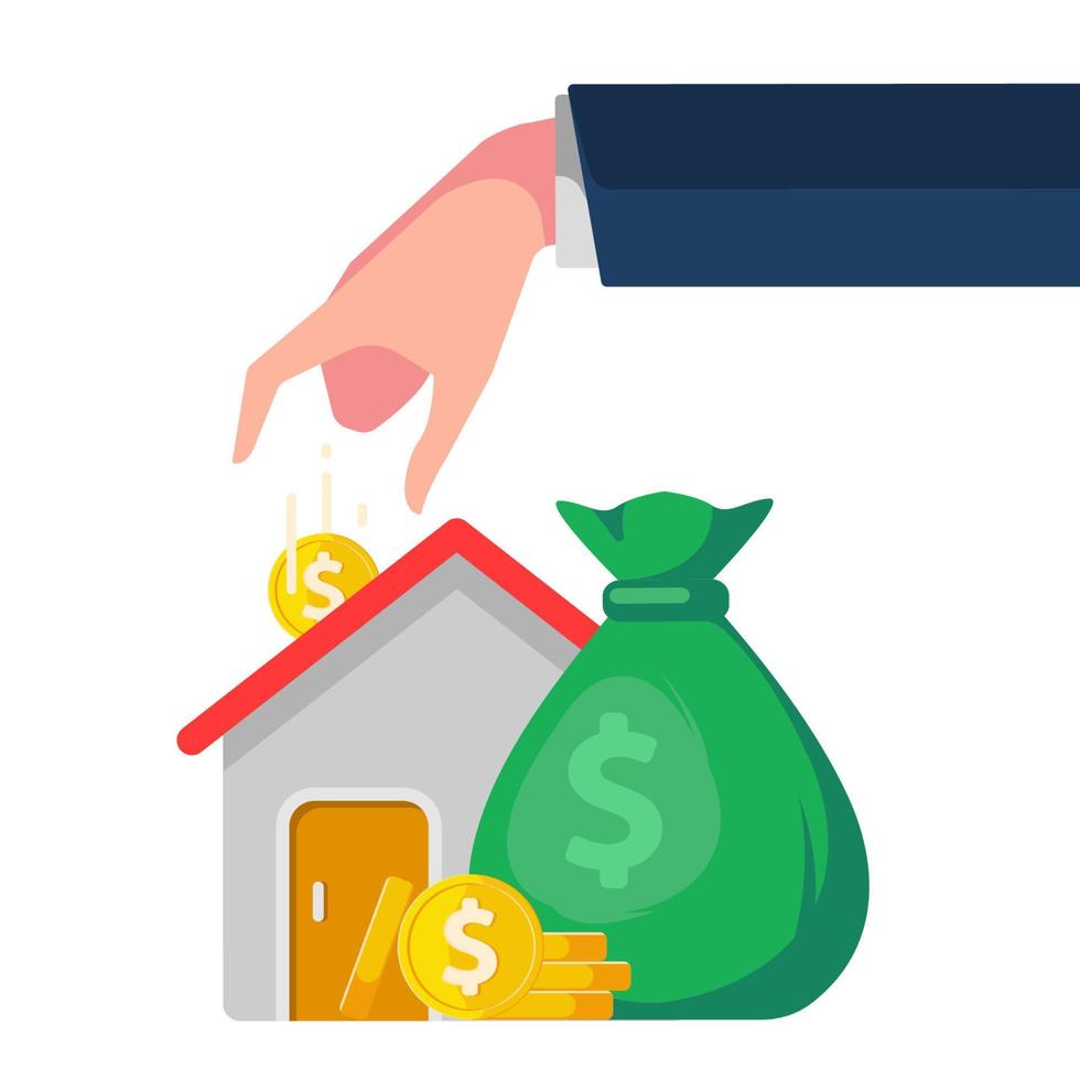 Investitionen in Immobilien Asset Konzept Illustration flaches Design Vektor eps10. einfaches und modernes Grafikelement für Infografik, leere Zustands-UI, Banner
