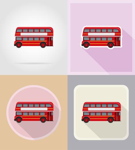 Ikonen-Vektorillustration des alten Retro- Busses flache vektor