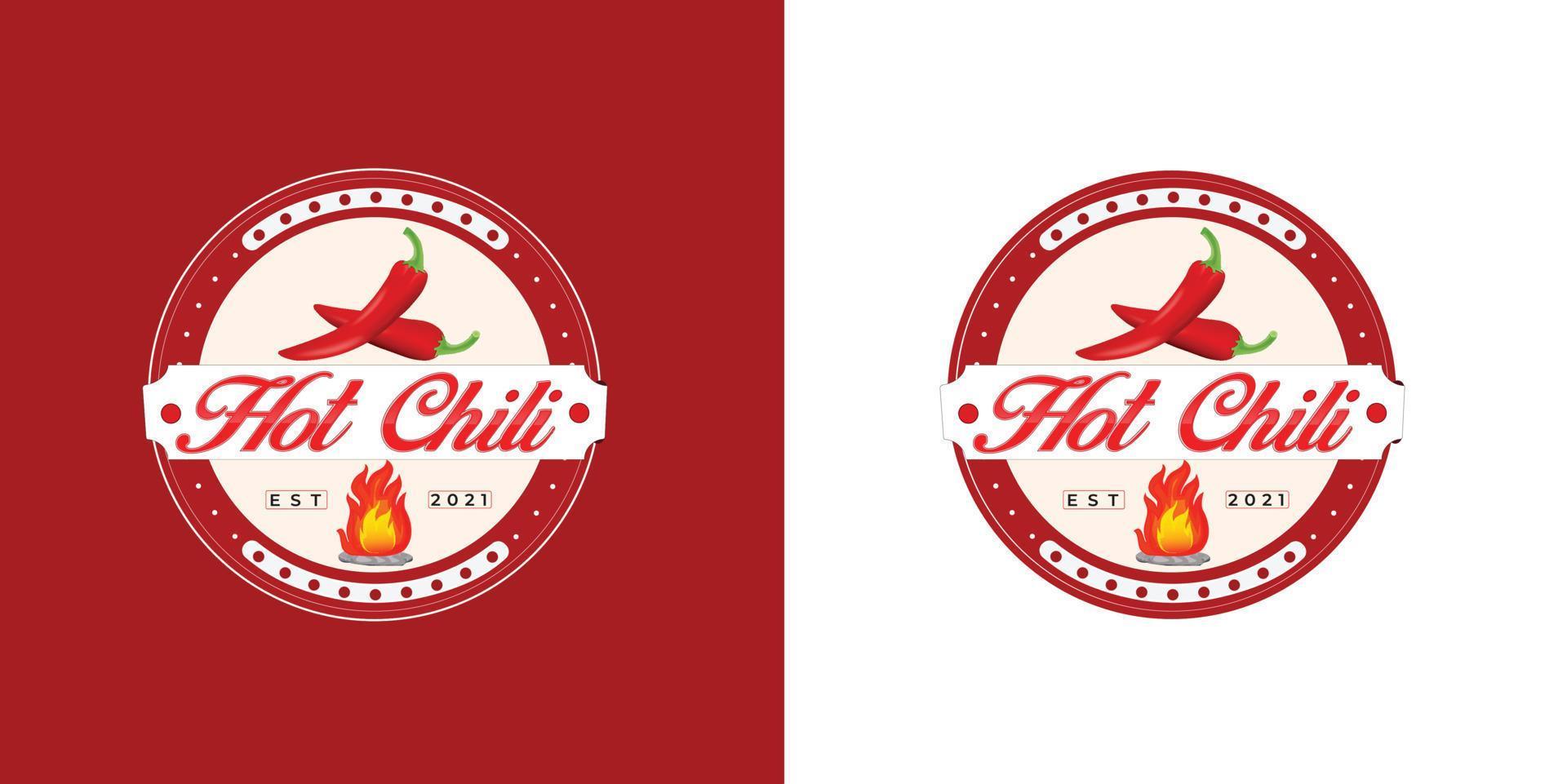 Restaurant und scharfer Chili-Logo-Design-Vektor vektor