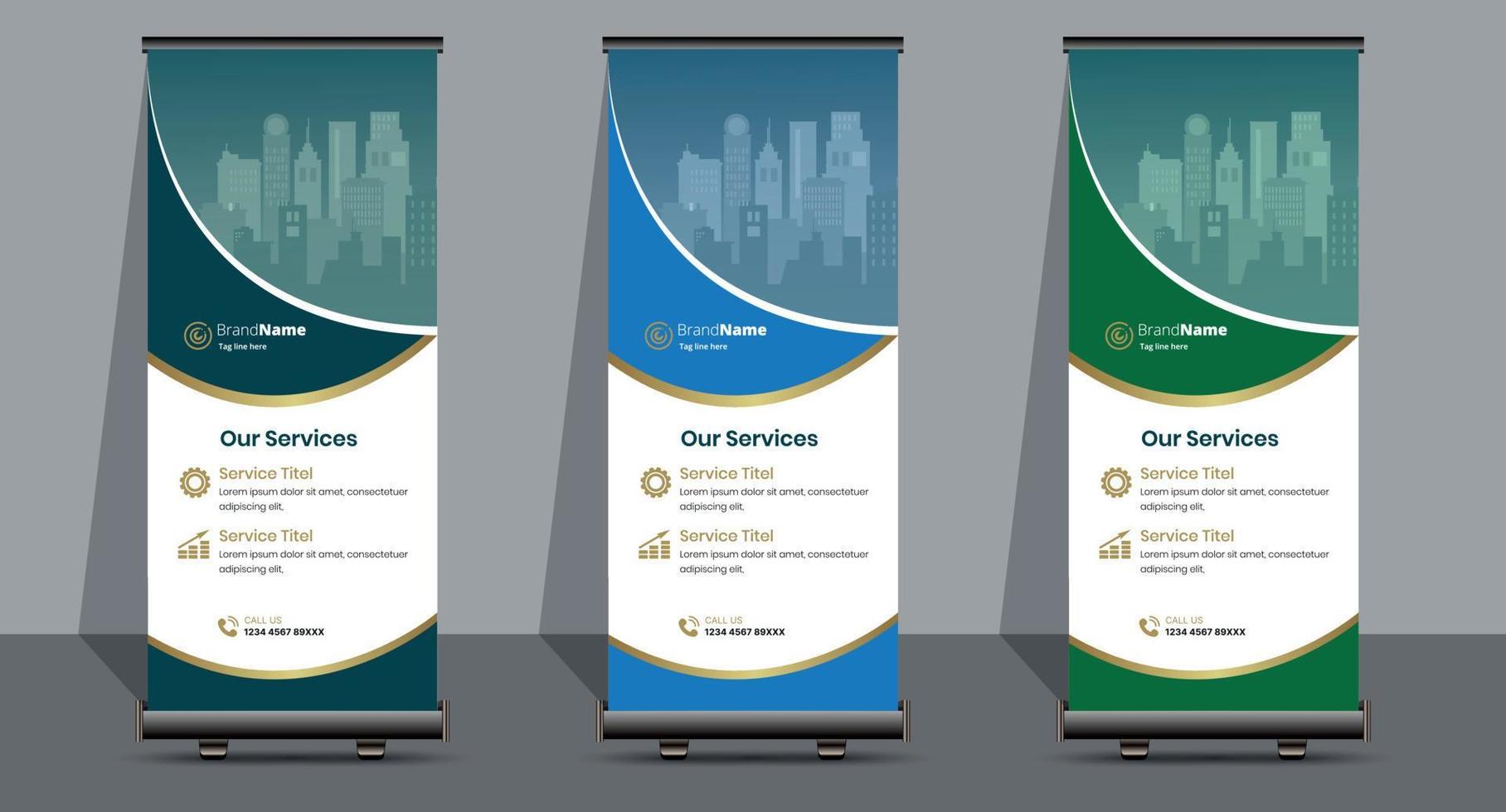 Creative Business Roll-Up-Signage-Banner-Vorlagen-Design. vektor