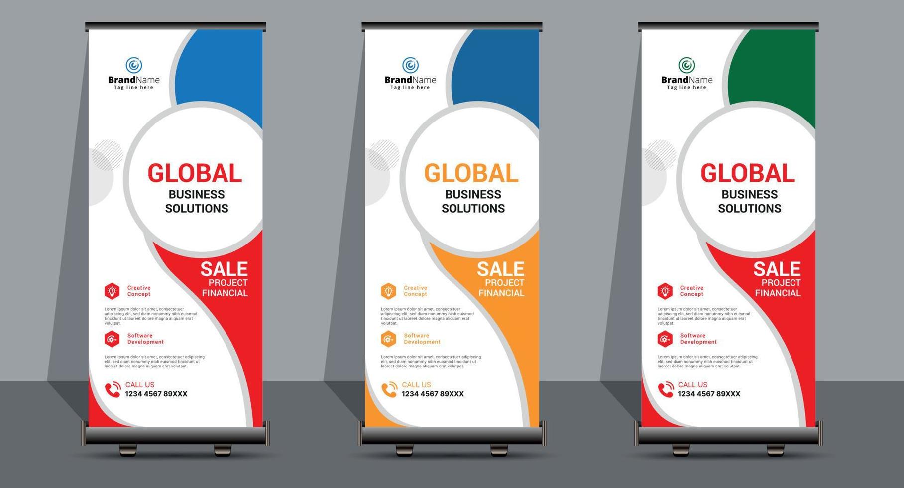 Creative Business Roll-Up-Signage-Banner-Vorlagen-Design. vektor