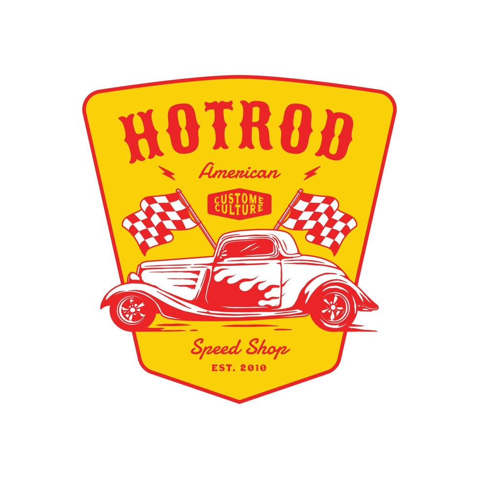 vektor logotyp märke för veteranbil för anpassade garage klubb