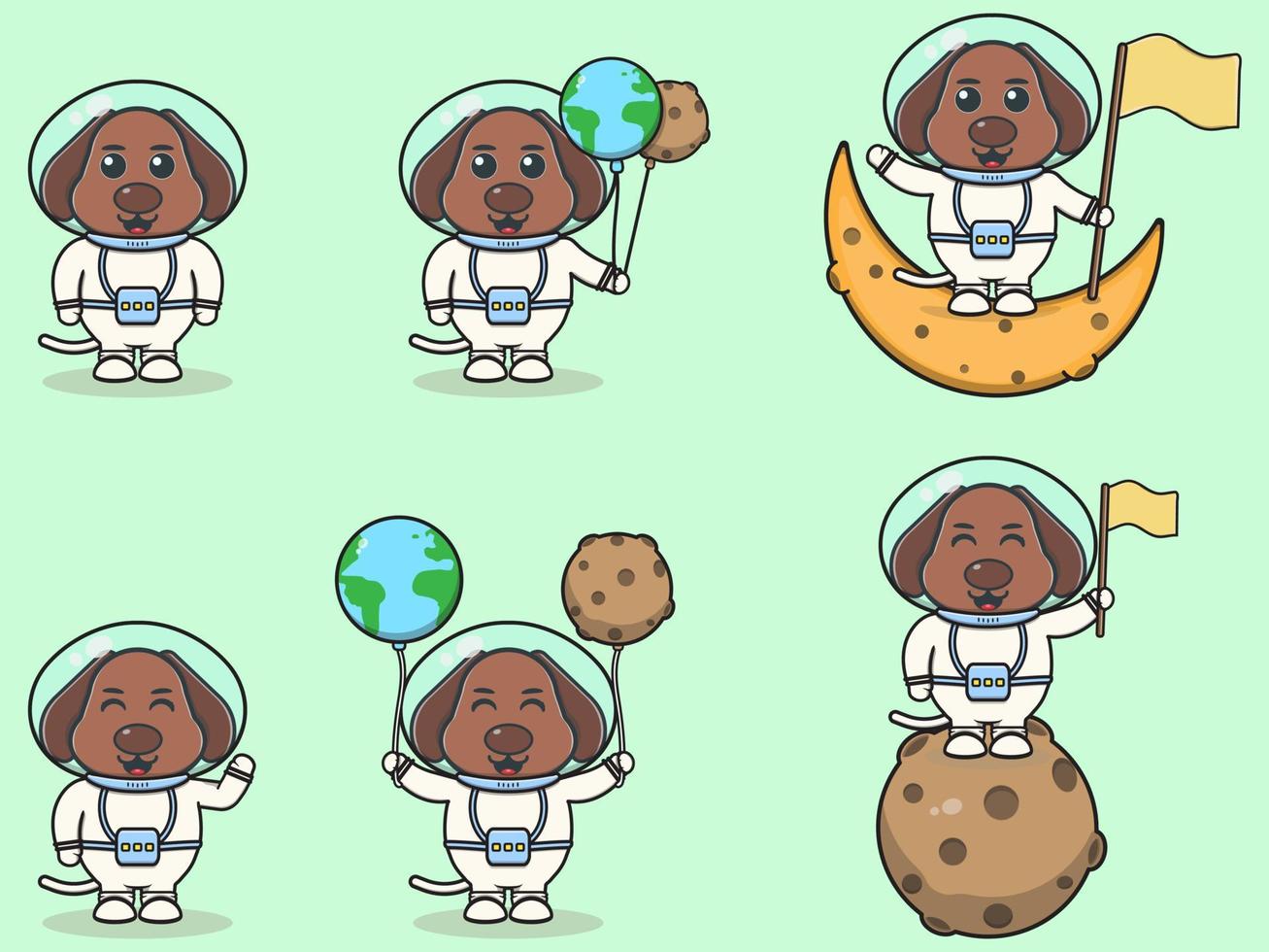 Vektor-Illustration des süßen Hundes mit einem Astronautenkostüm. vektor