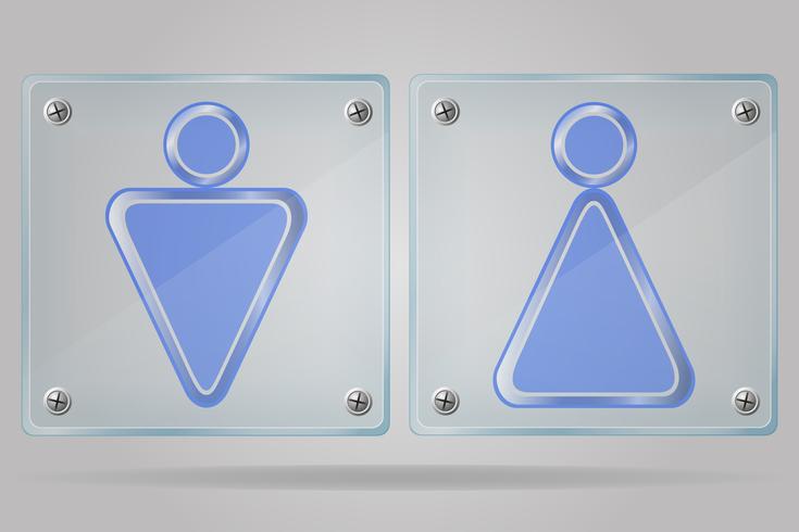 transparent skylt man och kvinnor toaletter på plattan vektor illustration