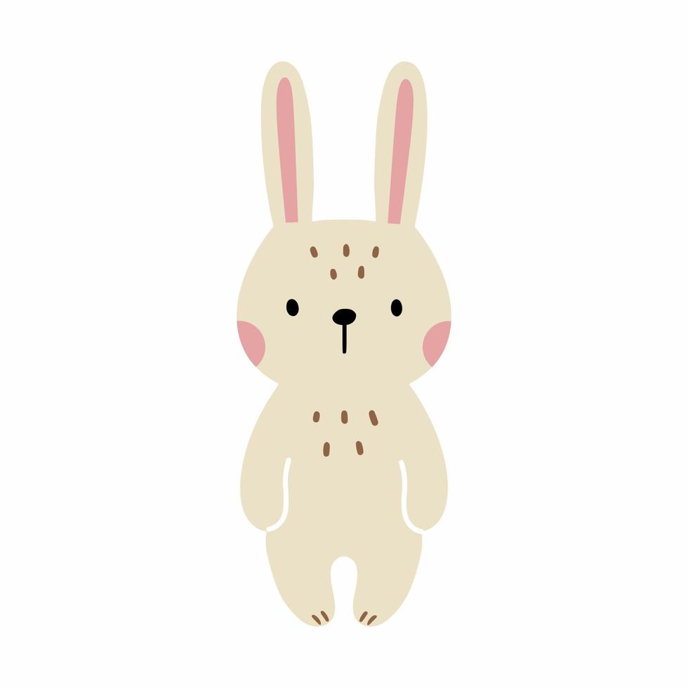 söt kanin i doodle stil. teckning av hare för barn affisch. påskhare. vektor