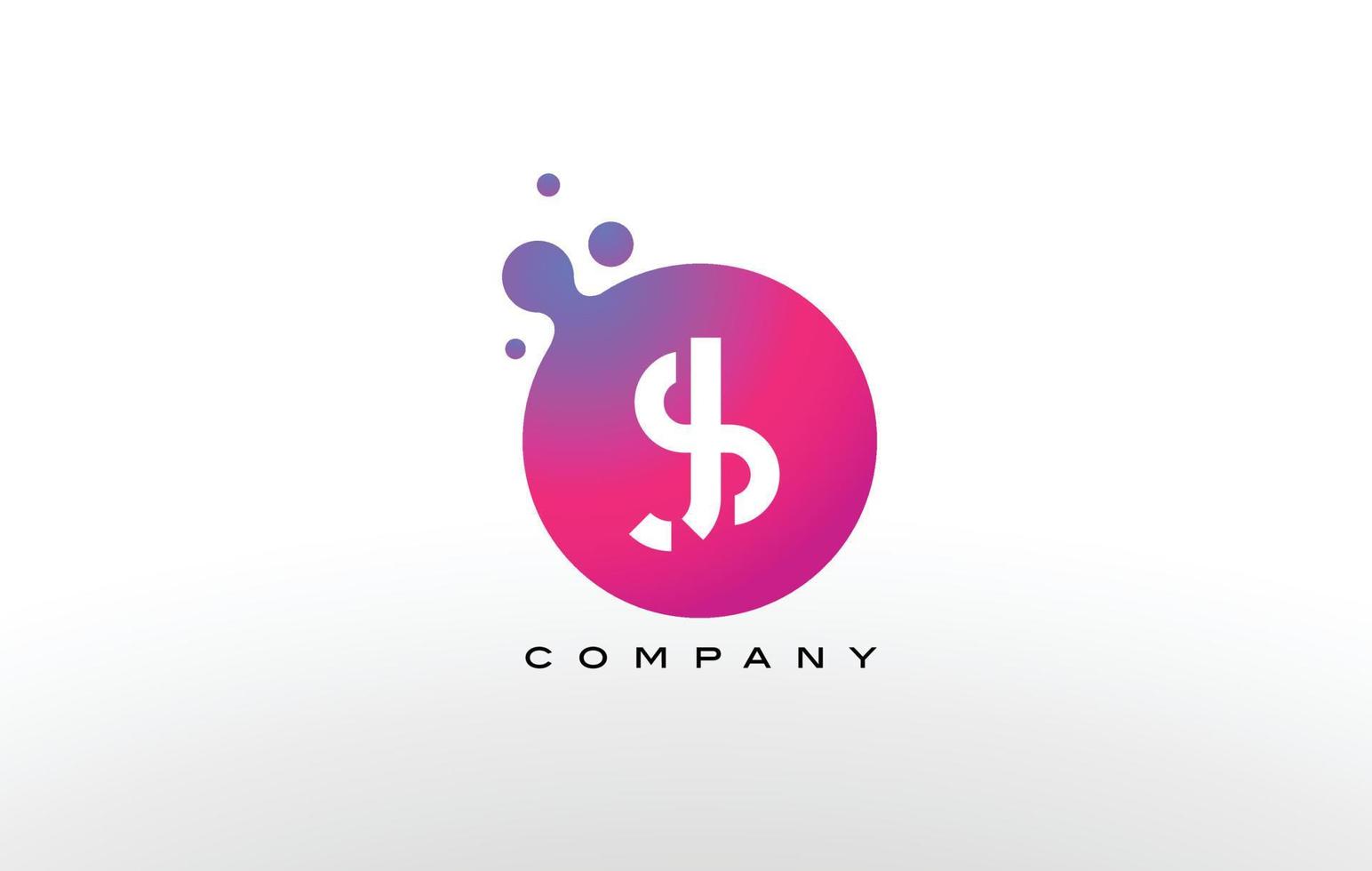 sj Buchstabenpunkte Logo-Design mit kreativen trendigen Blasen. vektor