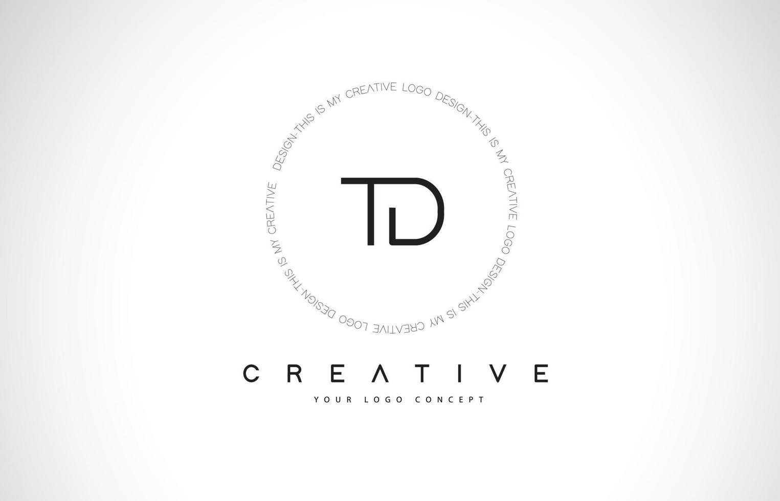td td-Logo-Design mit schwarz-weißem kreativem Textbuchstabenvektor. vektor