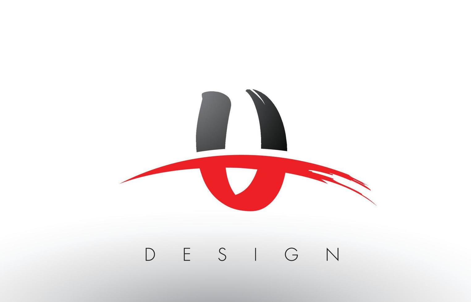 u Brush Logo Buchstaben mit roter und schwarzer Swoosh Brush Front vektor