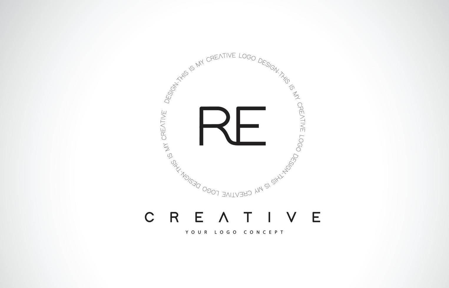 re re logo design med svart och vit kreativ text bokstavsvektor. vektor