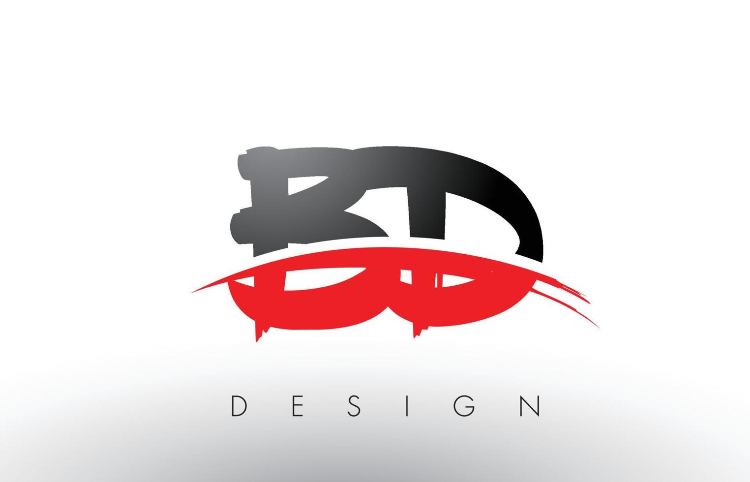 bd bd brush logobokstäver med röd och svart swoosh borste fram vektor