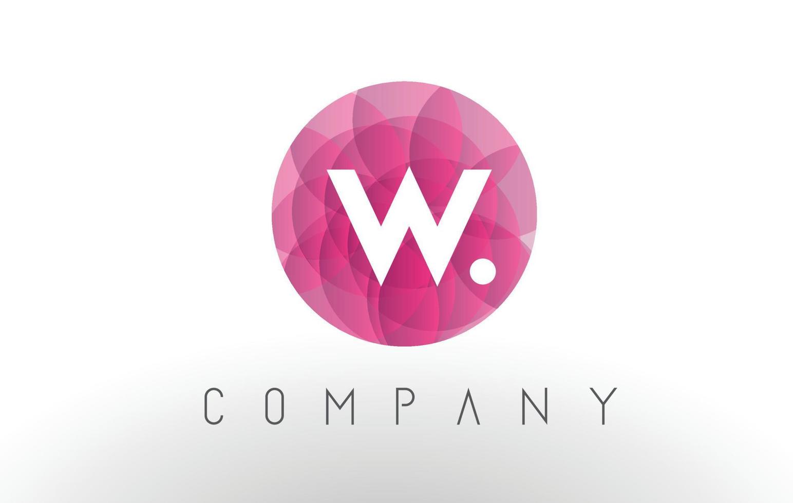 w-Brief-Logo-Design mit kreisförmigem lila Muster. vektor