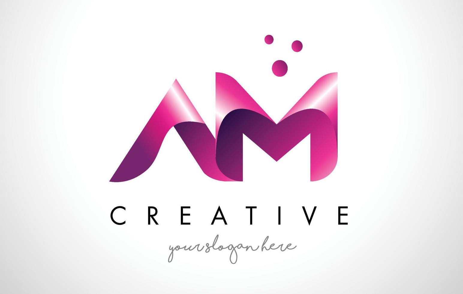 am letter logotyp design med lila färger och prickar vektor