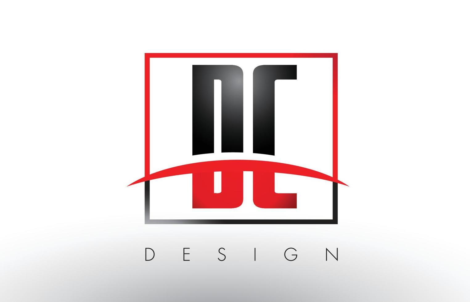 dc dc logotypbokstäver med röda och svarta färger och swoosh. vektor