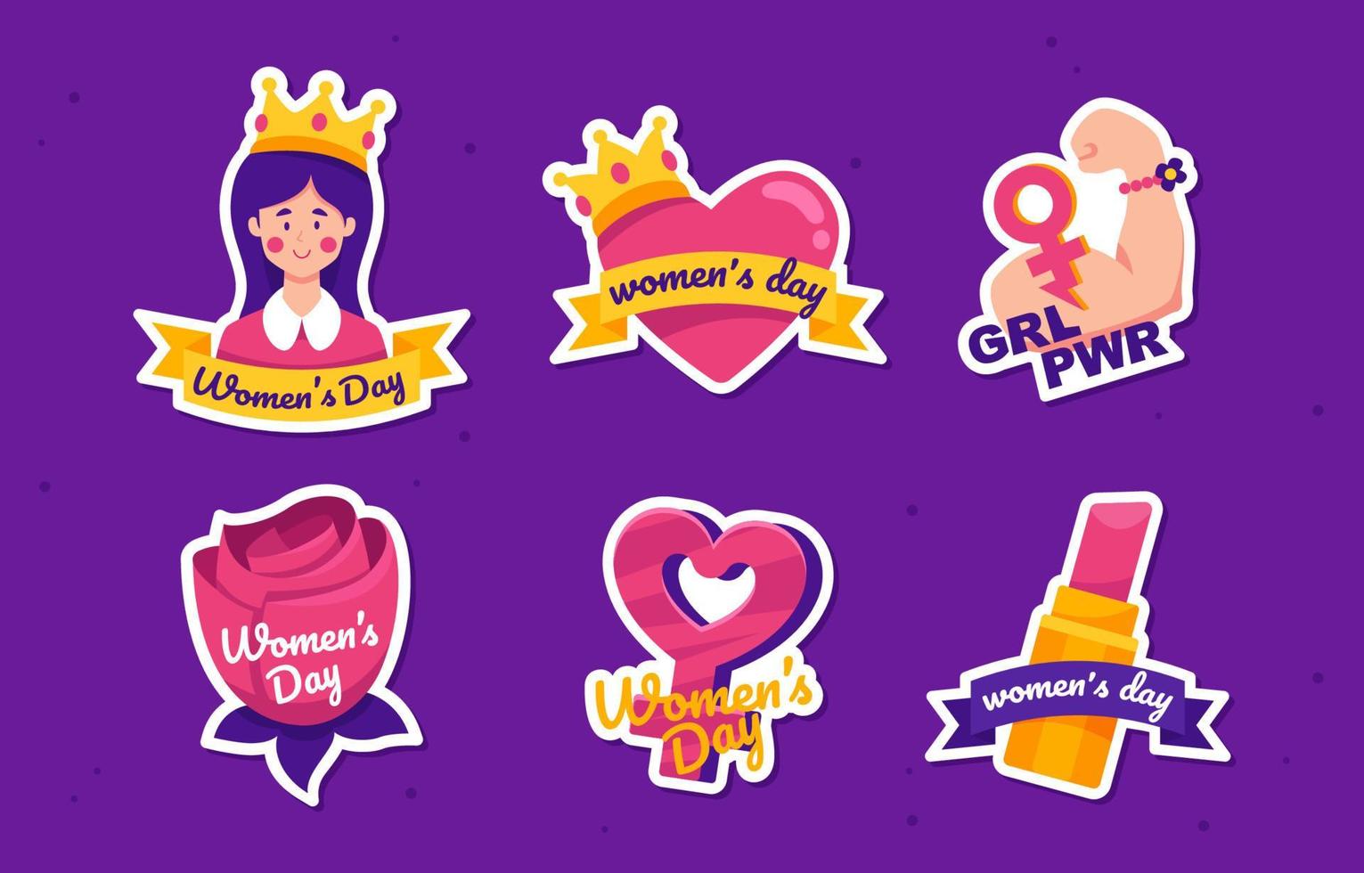 Stickerset zum internationalen Frauentag vektor