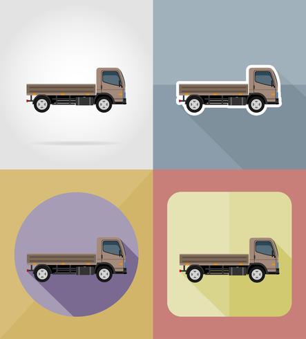 lastbil för transport last platt ikoner vektor illustration